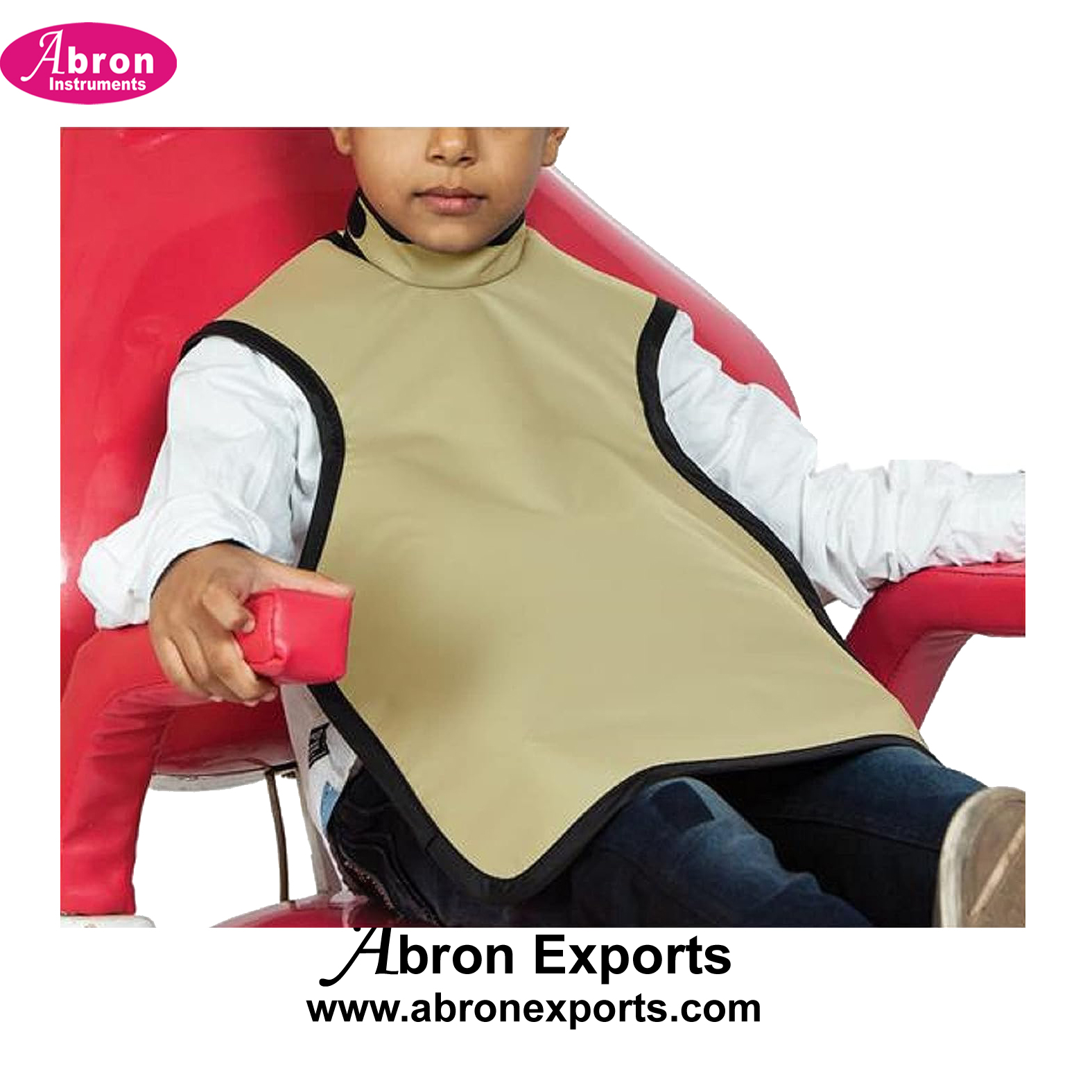 X-Ray Radiation Lead Apron with Collar for Pediatric Kids Children and Hanging Loops 0.3mm Lead Medical Grade Light weight Ergonomic Design Abron ABM-2790AP 
